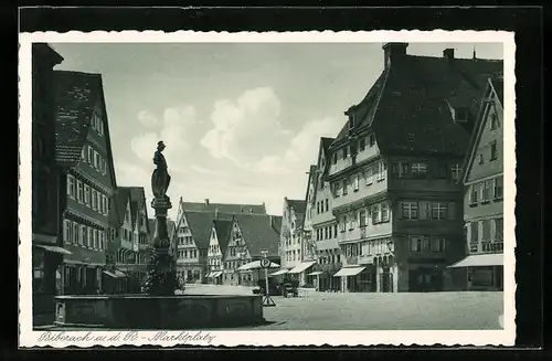 AK Biberach a.d.R., Brunnen auf dem Marktplatz