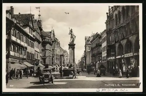 AK Freiburg i. B., Geschäfte in der Kaiserstrasse