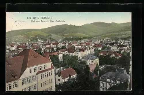 AK Freiburg-Herdern, Blick vom Turm der Ober-Realschule