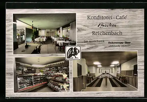 AK Reichenbach, Konditorei-Café Becker, Innenansichten