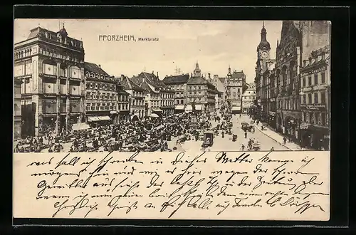 AK Pforzheim, Blick auf den Marktplatz