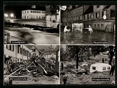 AK Schramberg /Schwarzwald, Hochwasser 1959, Schlossplatz, Hauptstrasse, Berneckstrasse, Kirnbachstrasse