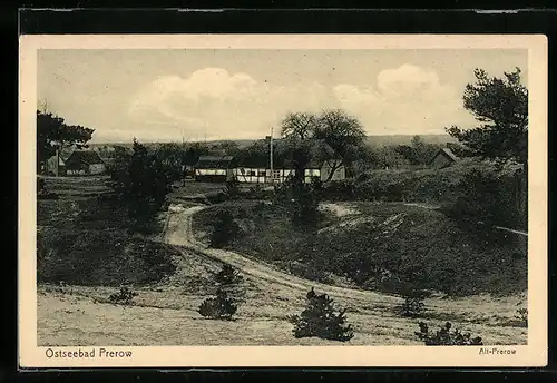 AK Prerow, Ortsansicht mit Fachwerkshäusern