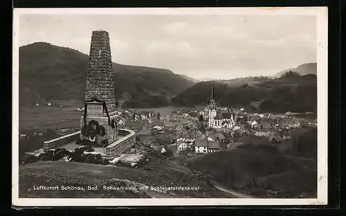 AK Schönau /Bad. Schwarzwald, Blick auf Dorf vom Schlageterdenkmal aus