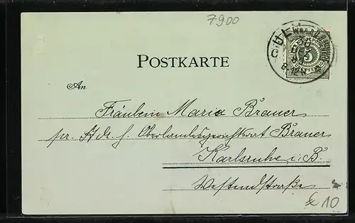 Mondschein-Lithographie Ulm, Blick auf Münster