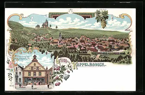 Lithographie Kappelrodeck, Handlung von August Roth & Ortsansicht