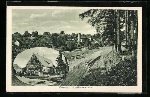 AK Peterzell b. Alpirsbach, Landhaus Adrion, Ortspartie