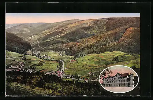 AK Obertal im Schwarzwald, Gasthof und Pension zur Sonne, Panorama