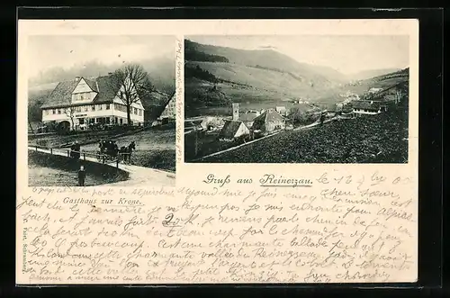 AK Reinerzau, Gasthaus zur Krone, Ortsansicht