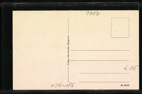 Künstler-AK Weingarten, Teilansicht mit Klosterkirche, Krankenhaus und Pfarrkirche