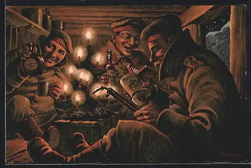 Künstler-AK Ganzsache Bayern PP38C25: Würzburg, Wein- und Tabak-Tag 1915, Weihnachtssammlung für Soldaten