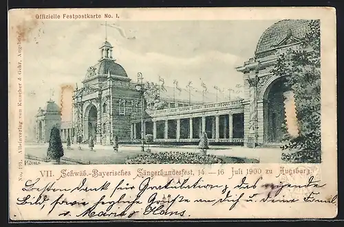 AK Ganzsache Bayern PP15C34 /02: Augsburg, VII. Schwäb. Bayerisches Sängerbundesfest 1900