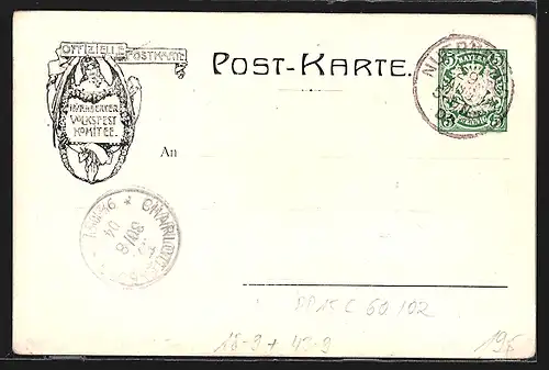 Künstler-AK Ganzsache Bayern PP15C60 /02: Nürnberg, Volksfest 1904, Fröhliches Paar in Tracht
