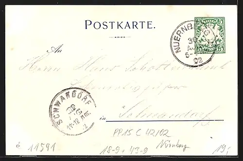 Künstler-AK Ganzsache Bayern PP15C42 /02: Nürnberg, Volksfest 1902, Gelände aus der Vogelschau