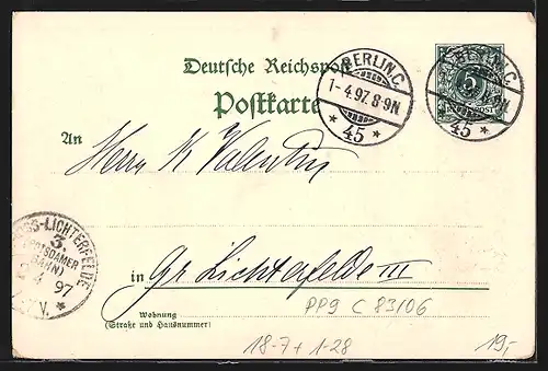 AK Ganzsache PP9C83 /06: Bismarck am Schreibtisch