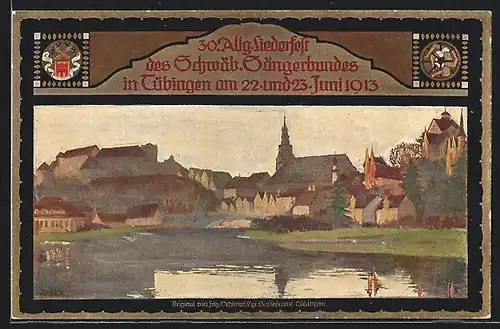 Künstler-AK Ganzsache PP27C186 /01: Tübingen, 30. Allg. Liederfest des Schwäb. Sängerbundes 1913
