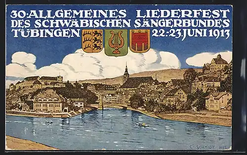 Künstler-AK Ganzsache PP27C186 /02: Tübingen, 30. Allgemeines Liederfest des Schwäb. Sängerbundes 1913