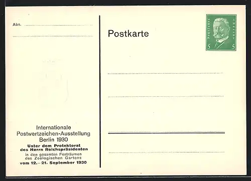 AK Ganzsache PP117C3 /05: Berlin, Internationale Postwertzeichen-Ausstellung 1930, IPOSTA