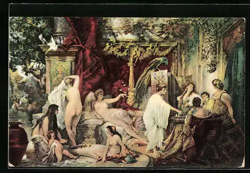Künstler-AK Stengel & Co. Nr. 29068: Der Sommer, nackte Frauen geniessen das Leben, Erotik