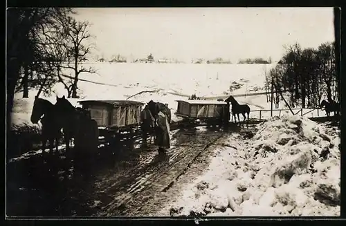 Foto-AK Militärtransport per Pferdebahn