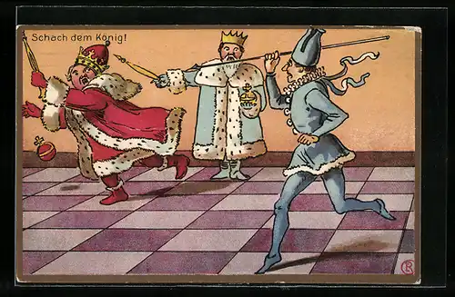 Künstler-AK Schach dem König