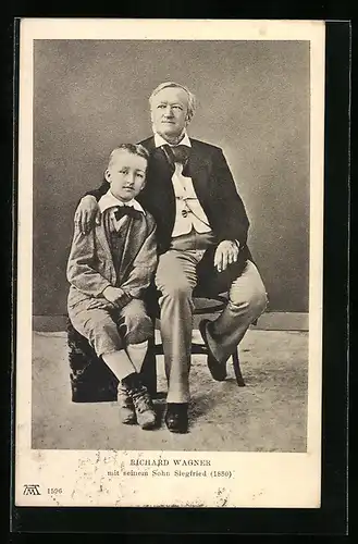 AK des Komponisten Richard Wagner mit Sohn Siegfried