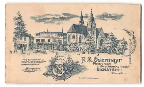 Fotografie F. X. Ostermayr, Eichstätt, Domplatz, der Eichstätter Dom nebst dem Atelier des Fotografen