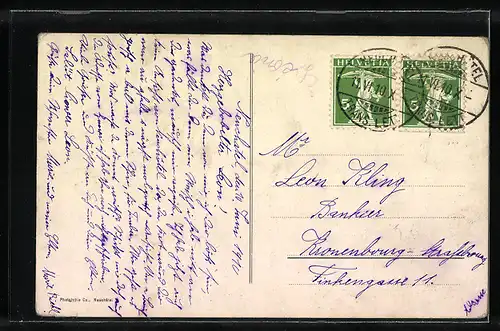 AK Ziegen auf hoher Alp, Alpenglühen