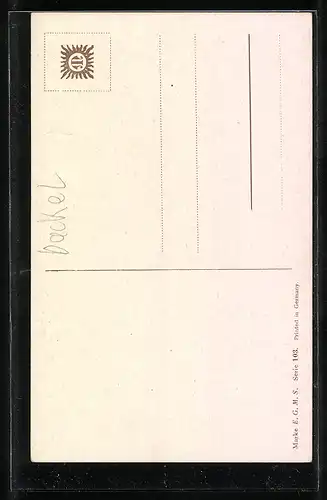 Künstler-AK Dackelmännchen sitzt auf den Hinterläufen