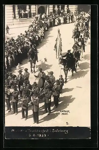 AK Salzburg, Musik- und Trachtenfest 1923, Prozession mit Musikkapelle