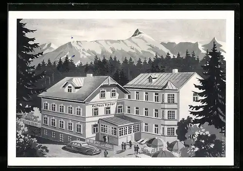Künstler-AK Badgastein, Kurhaus Rieder, Bes. K. Lustig-Rieder