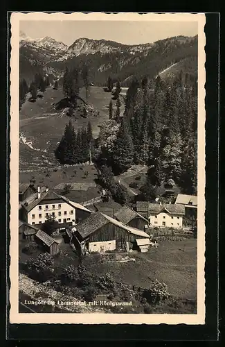 AK Lungötz im Lammertal, Teilansicht mit Krallingers Gasthaus gegen Königswand