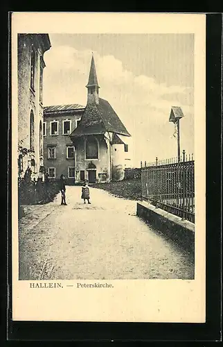 AK Hallein, Peterskirche und Wegkreuz