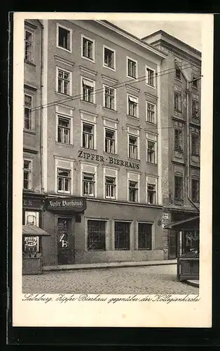 AK Salzburg, Zipfer-Bierhaus gegenüber der Kollegienkirche