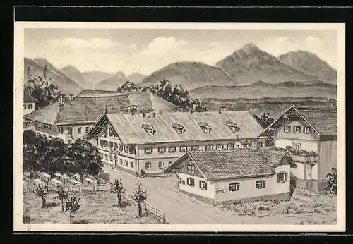 Künstler-AK Bergheim bei Salzburg, Gasthaus Bergheim