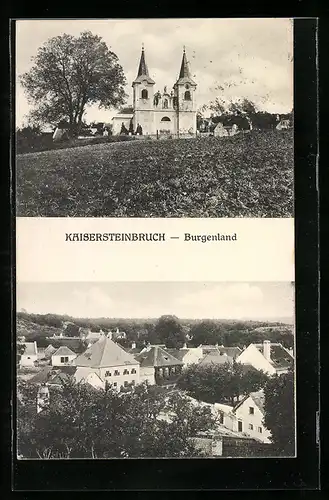 AK Kaisersteinbruch, Teilansicht vom Ort, Blick zur Kirche
