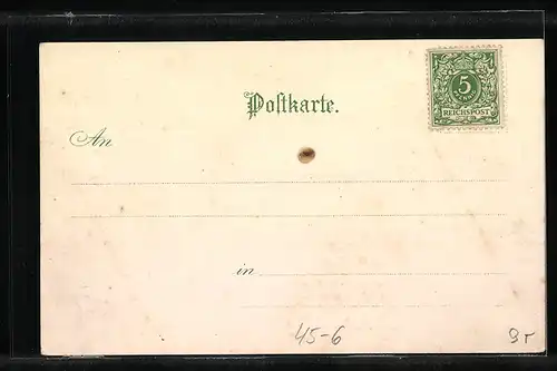 Lithographie Mann beim Kegeln, Glücksklee