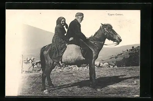 AK Ältere Korsen auf einem Pferd