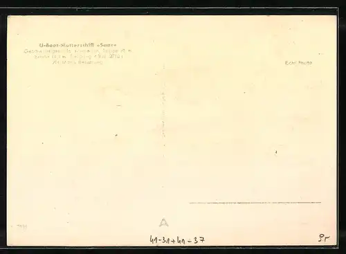 AK U-Boot-Mutterschiff Saar in Fahrt