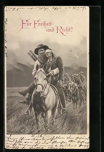 Künstler-AK Alfred Mailick: Für Freiheit und Recht!, Burenkrieg, Propaganda