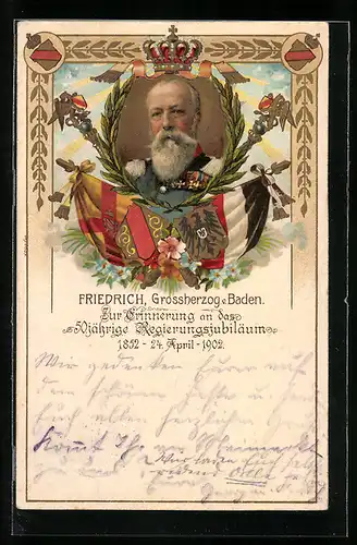 AK Friedrich, Grossherzog von Baden, geb. 1826, regiert seit 1852