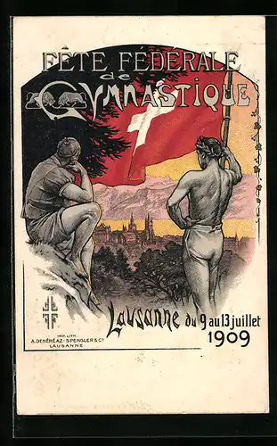 Künstler-AK Lausanne, Fete Federale de Gymnastique 1909
