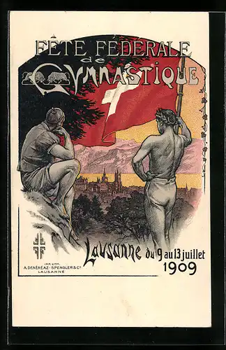 Künstler-AK Lausanne, Fete Federale de Gymnastique 1909