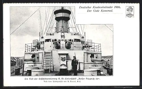 AK Linienschiff SM Kaiser Friedrich III., Teil der Geschützarmierung