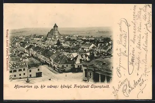 AK Eisenstadt /Kismarton, Panorama mit Kirche und Strassenpartie