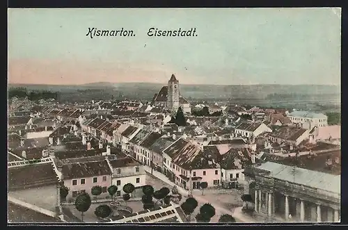 AK Eisenstadt /Kismarton, Gesamtansicht mit Kirche und Strassenpartie