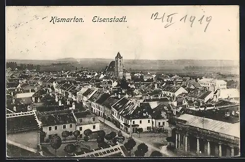AK Eisenstadt /Kismarton, Teilansicht mit Kirche und Strassenpartie