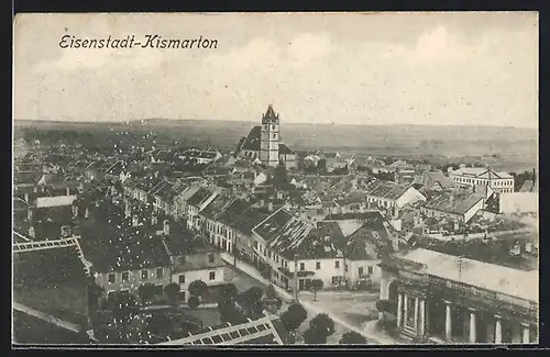 AK Eisenstadt /Kismarton, Teilansicht mit Kirche und Strassenpartie