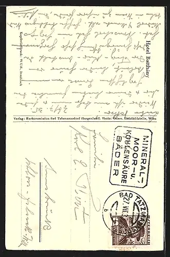 AK Bad Tatzmannsdorf, Blick zum Hotel Batthyány