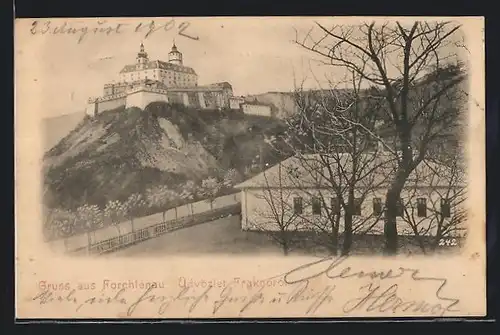 AK Forchtenau, Ortsansicht mit Burg